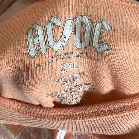 AC/DC Women's Size 2XL Orange Graphic Print World Tour Long‎ Sleeve T-shirt - Picture 4 of 5